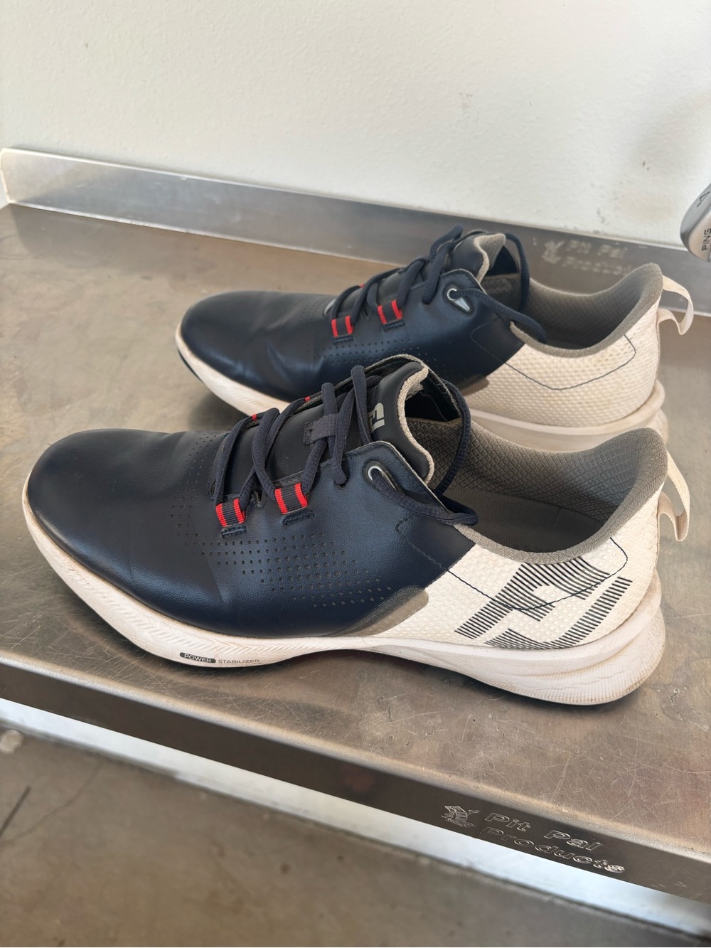 FootJoy Men's Blue and White Golf Shoes with Red Accents